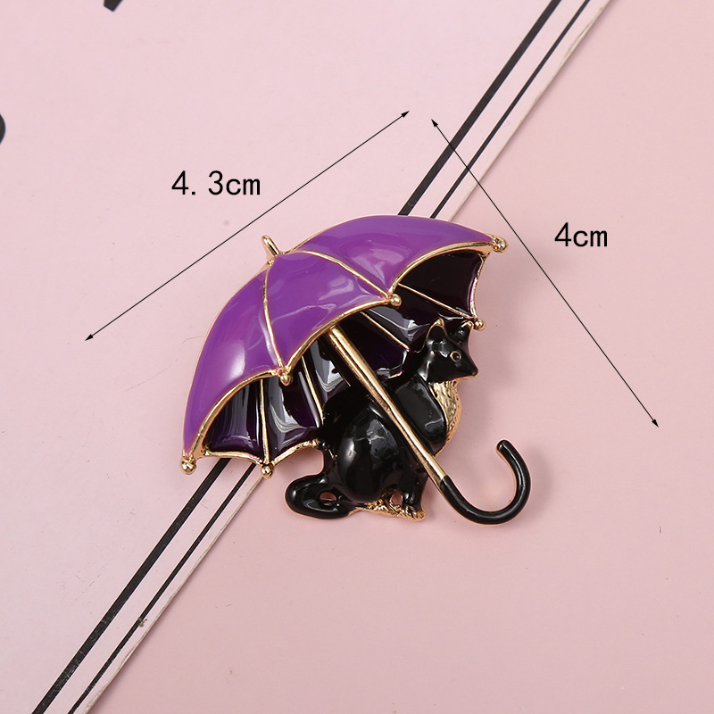 Daily Occasion Cute Pin Cat Umbrella Alloy Enamel Plating Women's Brooches