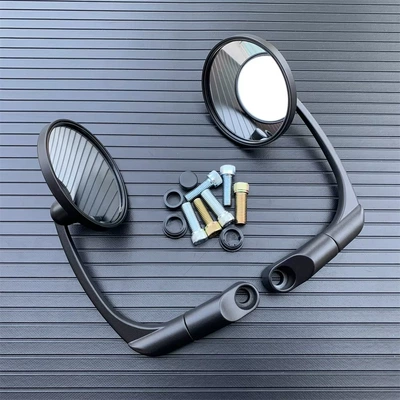 Suitable for Bobber Chopper Scooter 8/10mm Motorcycle Rotatable Rearview Mirror Retro Mirror (Motorcycle rearview mirror) - round-black