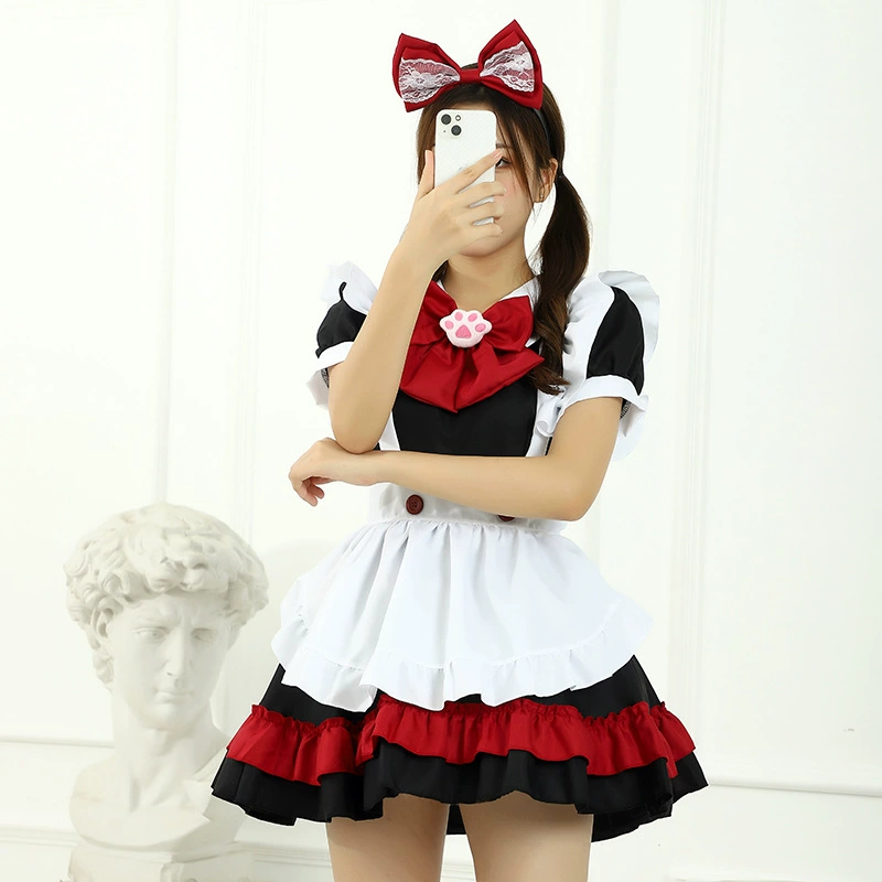 Хэллоуин вампир Маленький Дьявол горничная Лолита Готический стиль черный красный горничная COS аниме ролевые игры Костюм