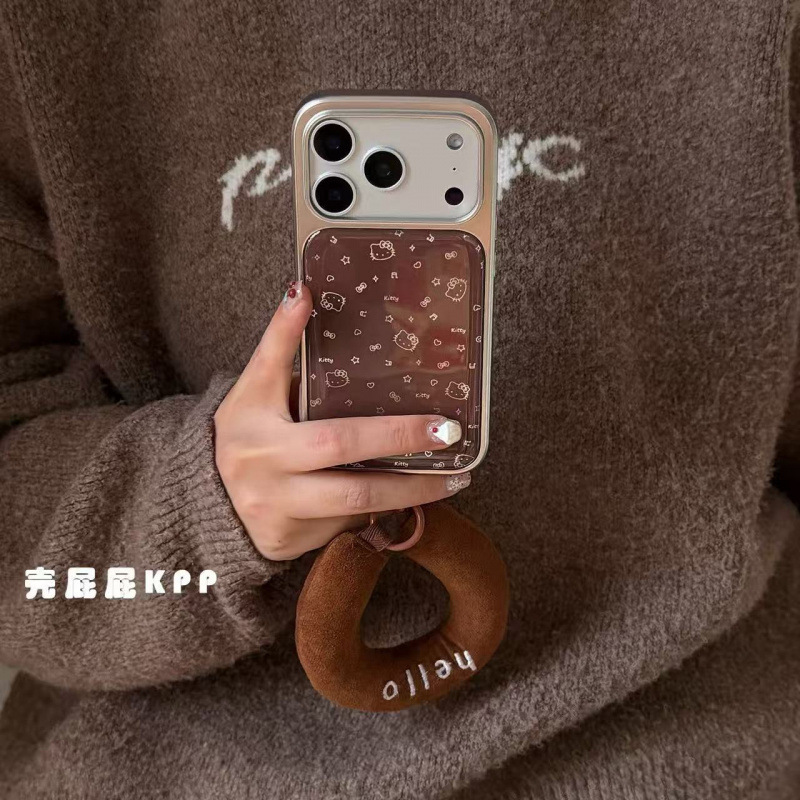 Electroplated Silver Glue Bow Kt Handle Satchel Ins15 Suitable for Apple 17Promax Mobile Phone Case iPhone