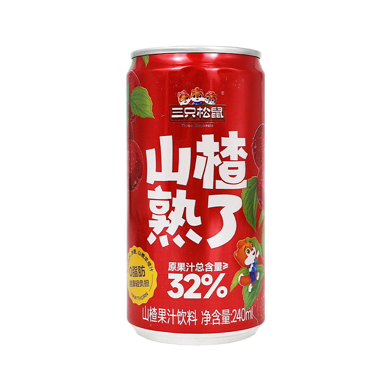 三只松鼠山楂汁240ml复合果汁饮料解腻0脂肪瓶装便携包邮