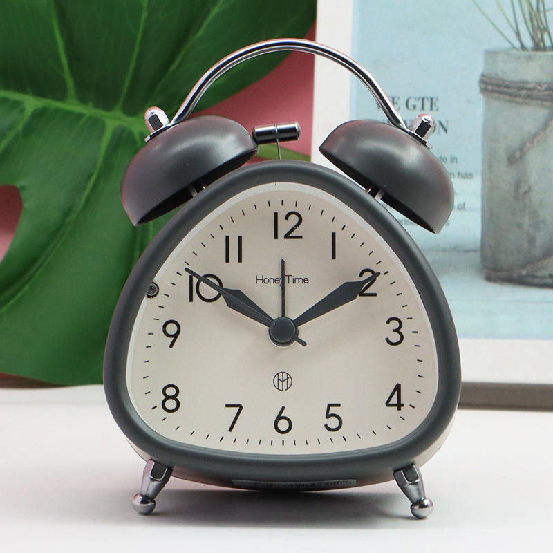 Primary and secondary school students use large bell 3 inch metal bell alarm clock home bedside mute sweep second night light hour clock