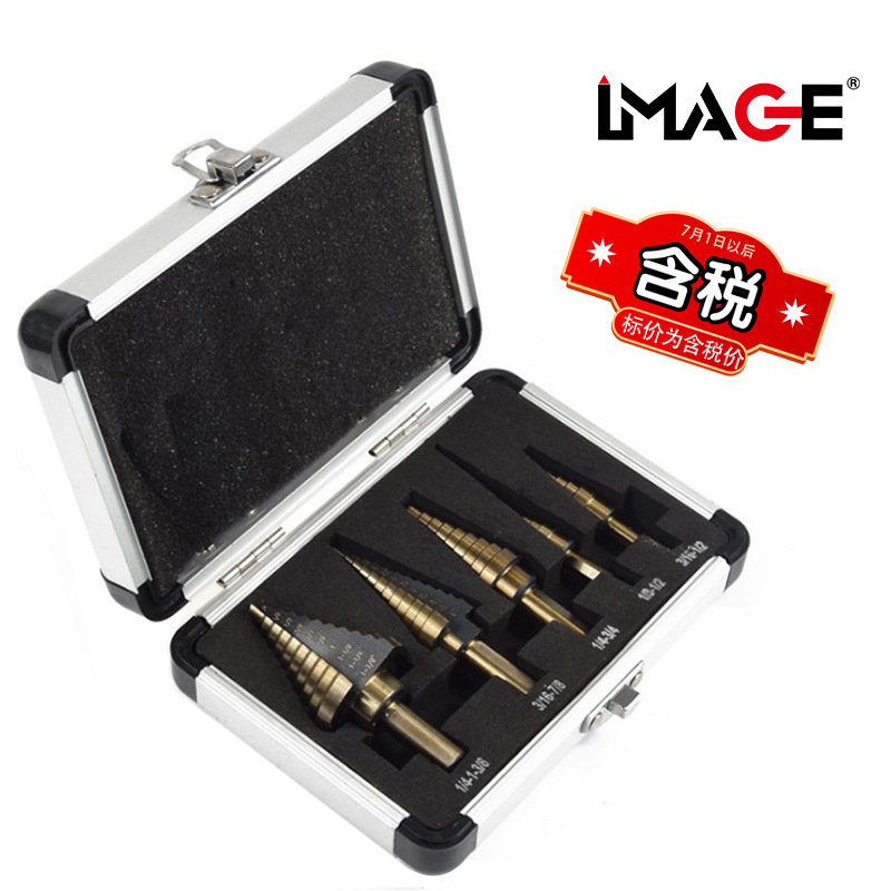 Venta caliente 5 Unid pagoda taladro triángulo mango recto ranura paso taladro escariador de acero de alta velocidad paso taladro de perforación