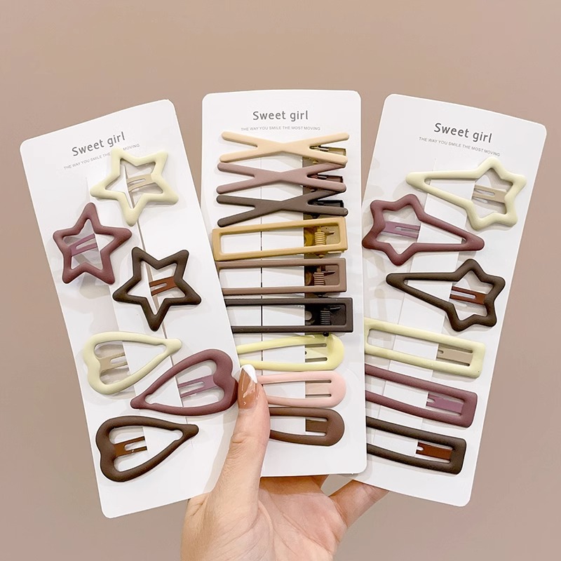 Clip de flequillo de color café con leche, pinza para el cabello estrella, prensa, accesorios para el cabello para mujer 2025, accesorios para el cabello, clips para cabello roto, clips laterales, clips bb