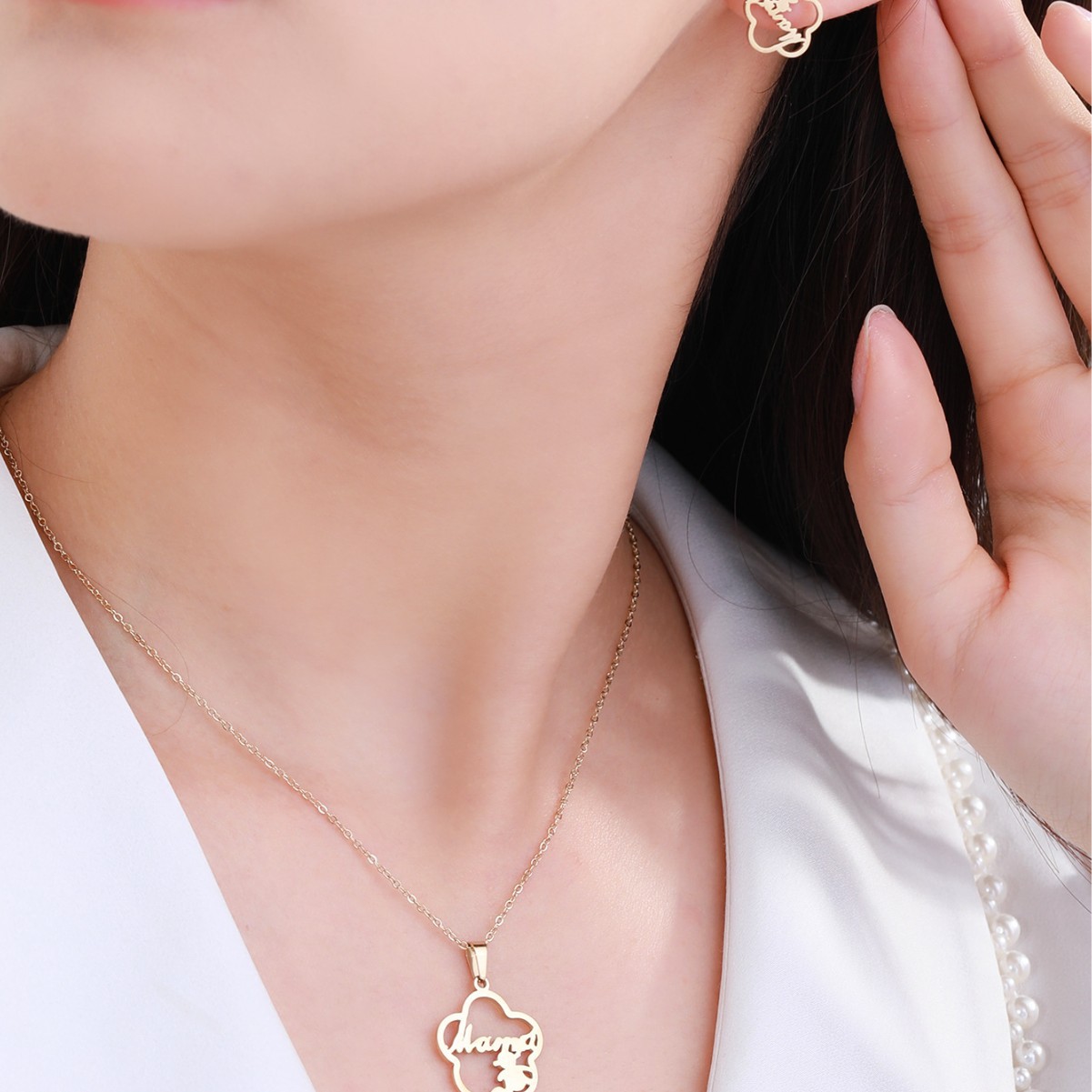 Juego de Collar y Aretes con Letras para el Día de la Madre de Xuping Jewelry, Regalo Exquisito y Moderno para Mamá, Juego de Dos Piezas