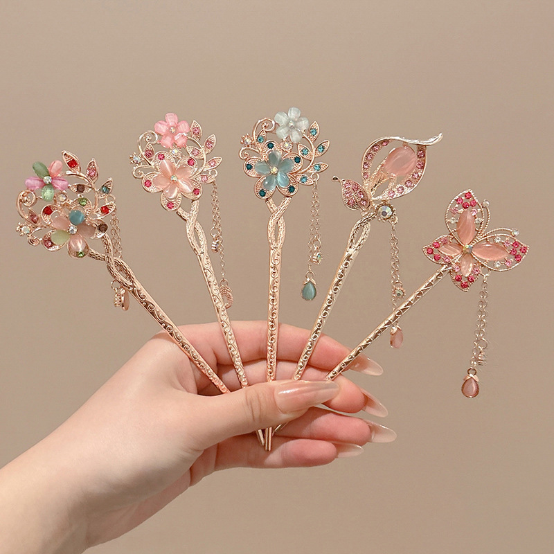 Nuevo estilo chino flor flange pinzas de cabello de mujer sensación de alto nivel detrás de la cabeza pinzas de cabello tocado antiguo vestido chino pinzas de cabello accesorios