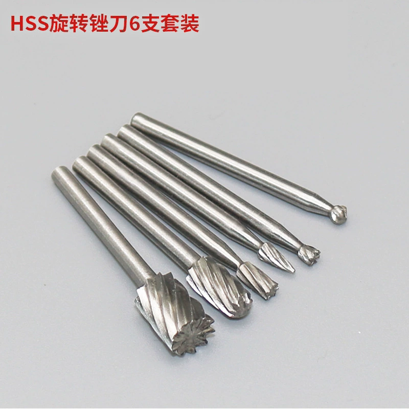 6-компонентный быстрорежущий стальной напильник, Шлифовальная головка, резьба, фреза, деревообработка, поворотный напильник специальной формы с маленькими зубьями, 3,17 стержень