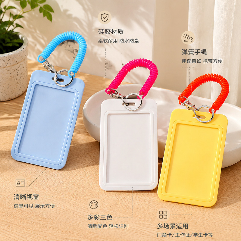 Ins-style minimalist cardholder keychain, all-in-one ID card, bus pass, campus card, access card, and employee badge transparent card case