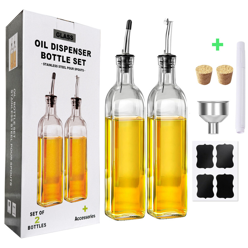 Amazon ガラスオイルボトル 500 ミリリットル透明オリーブオイルボトル家庭用キッチン料理酒醤油酢ボトル卸売|undefined