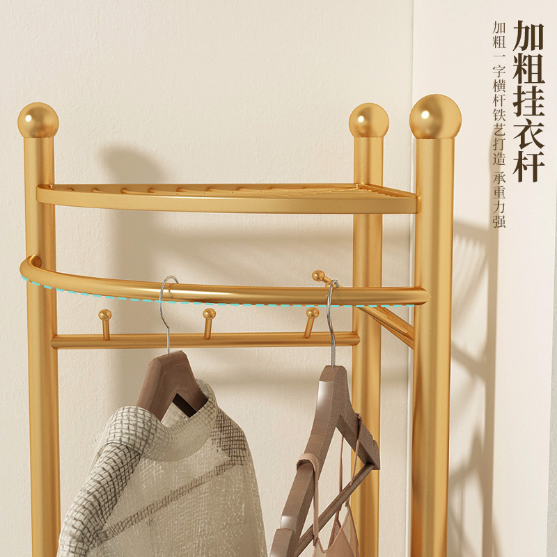 轉角衣架落地臥室掛衣架可移動帶輪家用客廳輕奢晾衣架簡易衣帽架