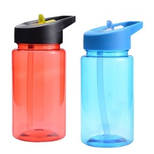 户外运动杯带吸嘴小容量350ml塑料透明简约学生吸管杯便携太空杯