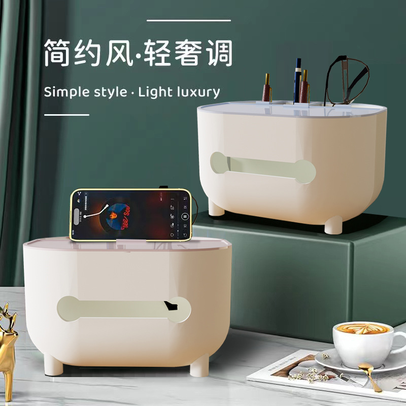 Creativo nórdico luz caja de pañuelos de lujo multifuncional hogar sala de estar Oficina mesa de café caja de pañuelos de almacenamiento de escritorio de control remoto