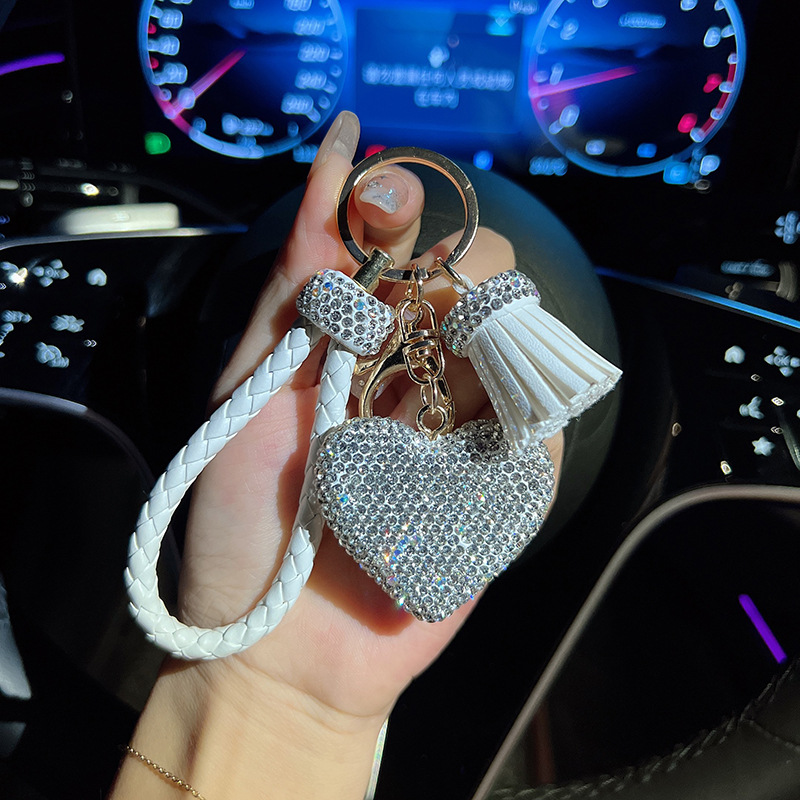 Cuerdas de trenzado creativas bordilla barro cerámica amor llavero personalidad llavero de automóvil de moda bolsos colgantes