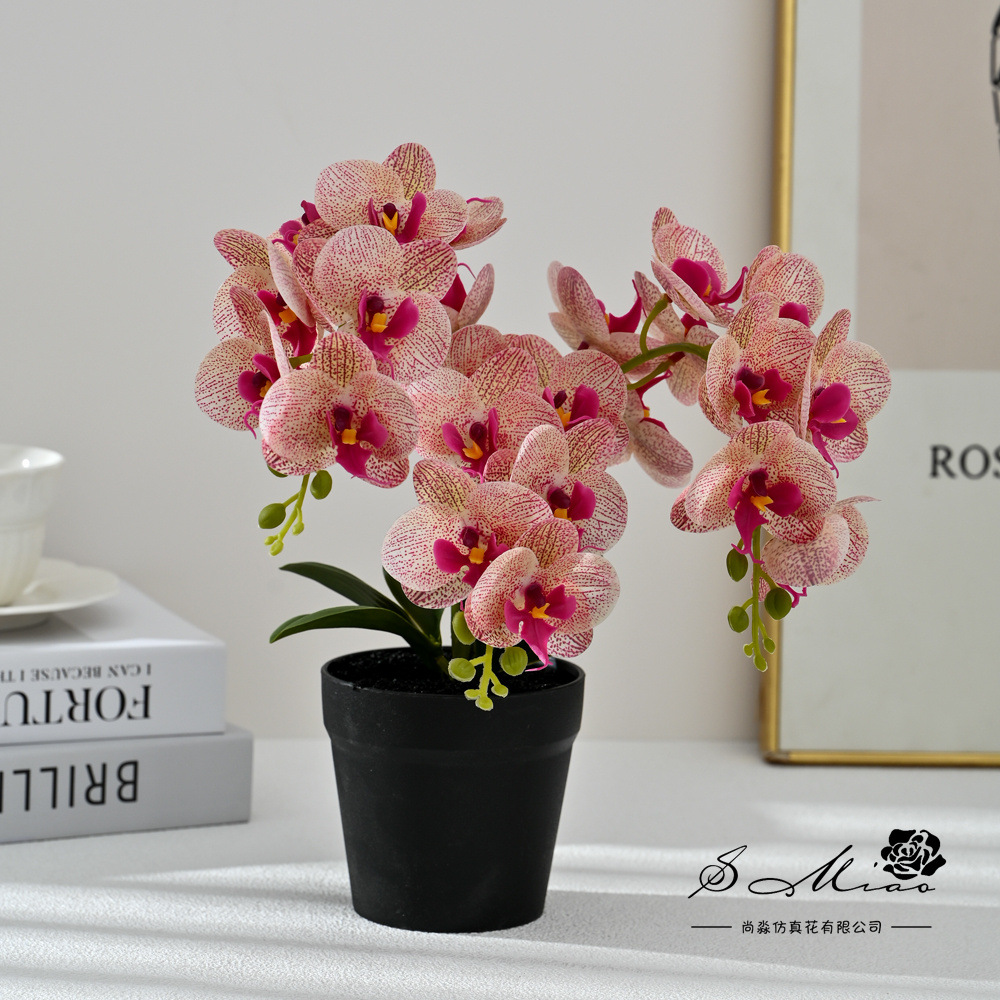 18 flores mariposa orquídea bonsai simulación de maceta creativa flores falsas decoración del hogar fotografía flores artificiales flores de boda image 4