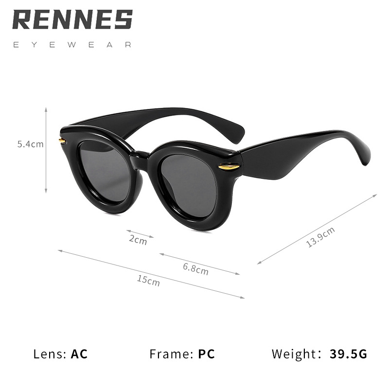 2024 celebridades de Internet europeas y americanas transfronterizas con ojos de gato retro grueso color caramelo divertido estilo de uñas de arroz gafas de moda