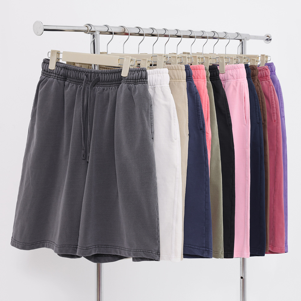 Retro pan blanco lavado pantalones cortos para hombres 2025 colorido cruzado pantalones de cinco puntos sueltos pantalones casuales ha hecho pantalones viejos