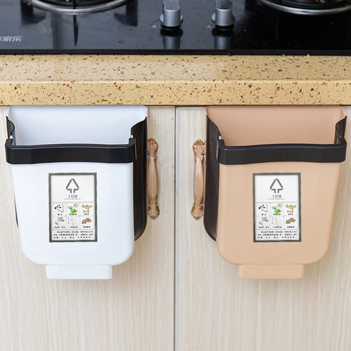 Wall-mounted trash bin kitchen waste sorting basket storage bucket household hanging foldable plastic trash bin wholesale