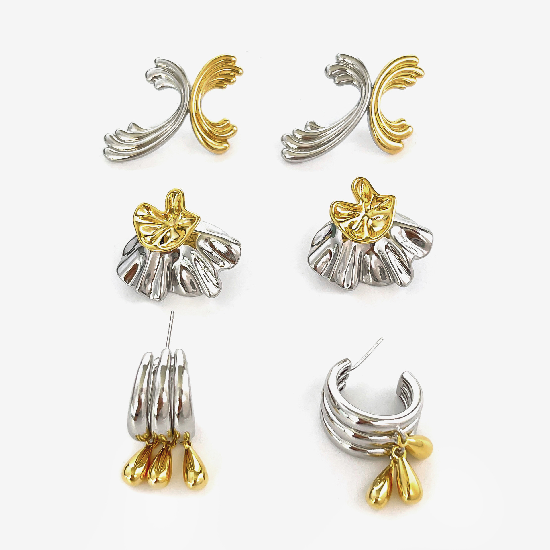 Plating Design Geometric Copper Simple Style Streetwear Drop Earrings Ear Studs
