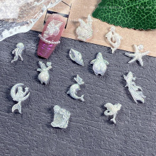 新款白色海洋系软陶美甲饰品夜光派大星美人鱼美甲配饰材料包批发