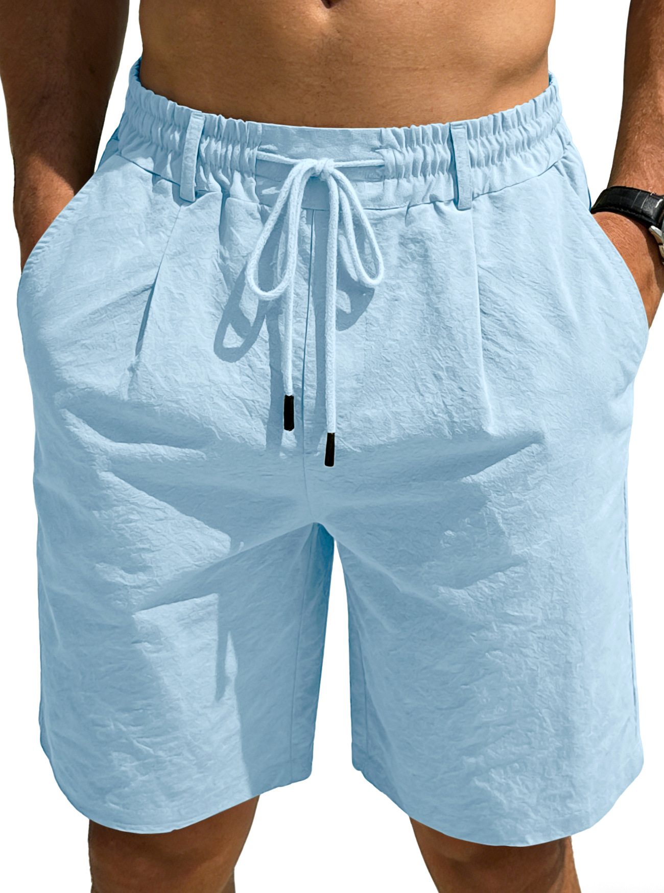 Transfronterizo Amazonwish comercio exterior hombre nuevo suelto lino pull-out pantalones deportivos casuales de color puro
