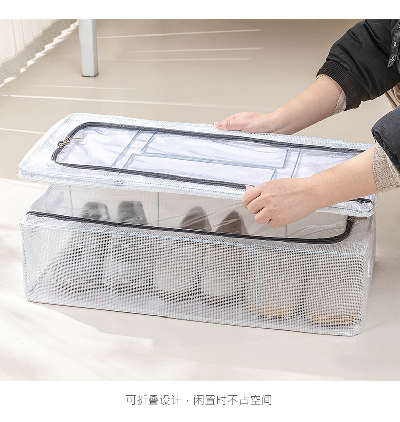 Folding Steel Frame Shoe Box Storage Transparent Dustproof Shoe Cabinet Home Storage Dormitory Shoe Storage Box Installation-Free Batch