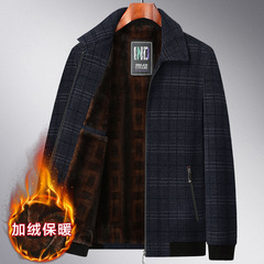 中年男性のベルベット厚手のジャケット、お父さんのジャケット、秋冬の綿入りジャケット、中高年の綿服