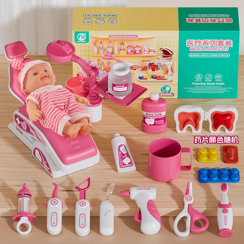 Fabricante directo para niños en casa médico juego de juguetes para niños y niñas simulación de juguetes de inyección estetoscopio caja médica