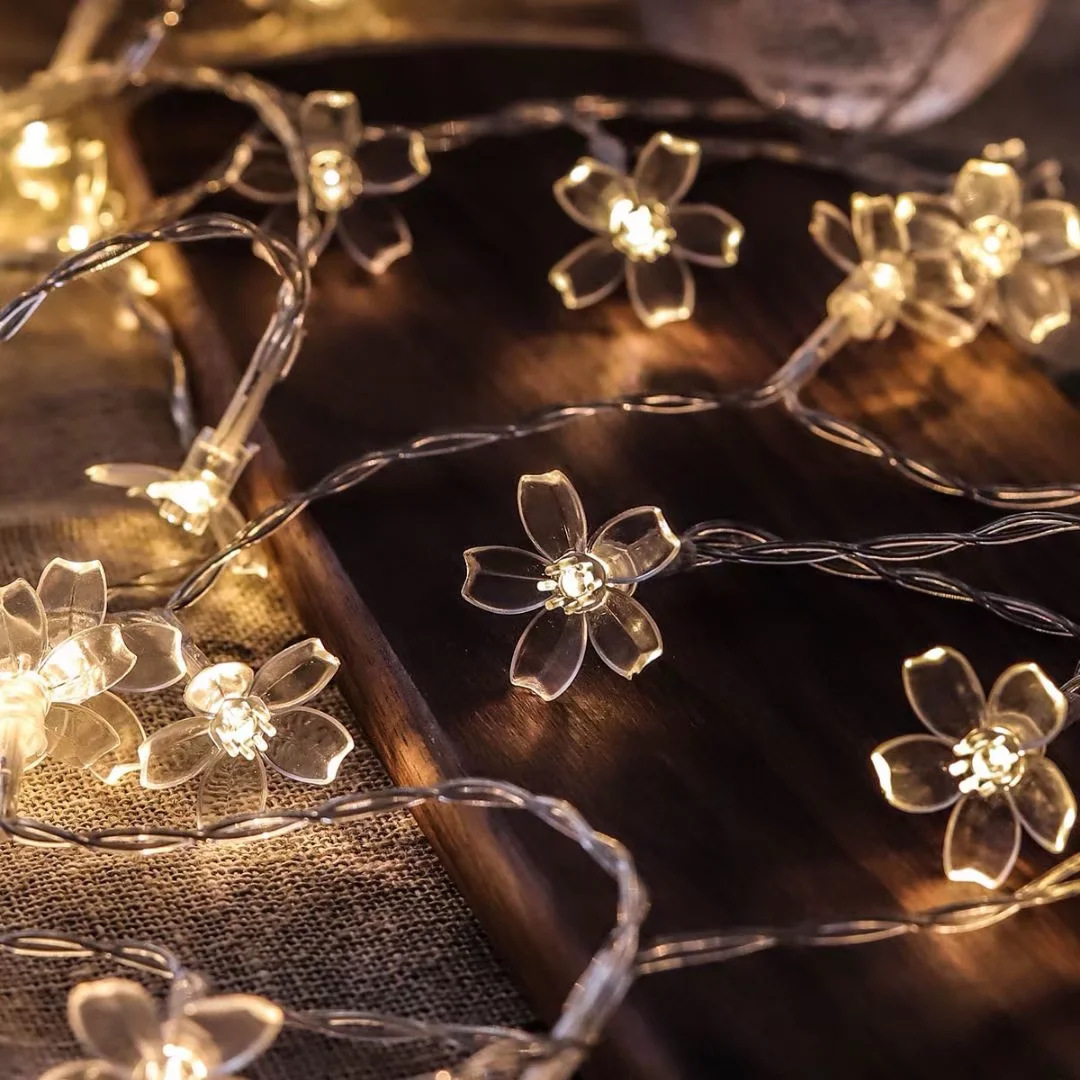 クロスボーダーledソーラー桜ライトストリング屋外庭桃花模様カラーライトストリングクリスマス祭り装飾フラッシュライト