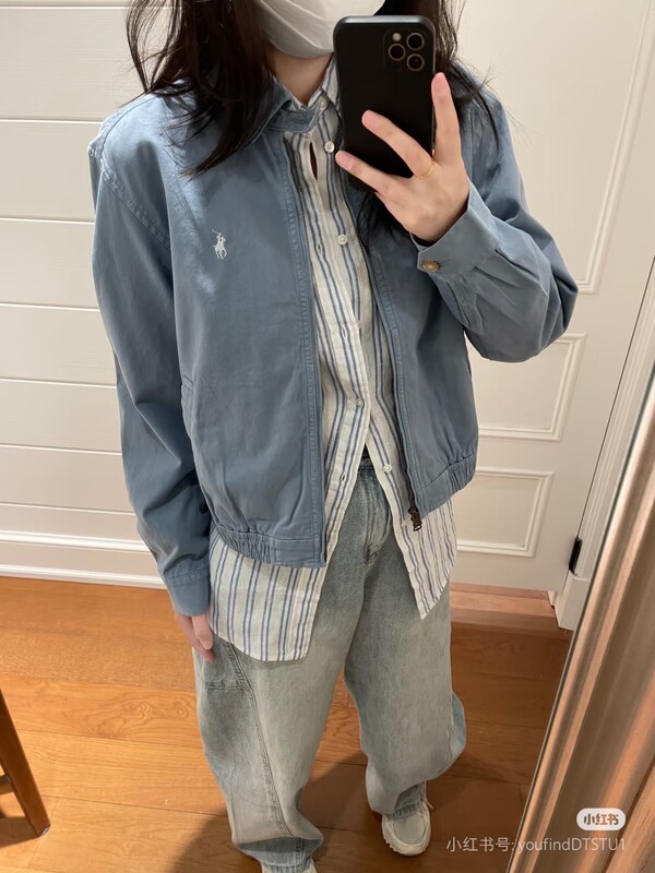 高品质25ss春秋新款拉夫RL休闲简约百搭翻领哈灵顿夹克外套女款|undefined