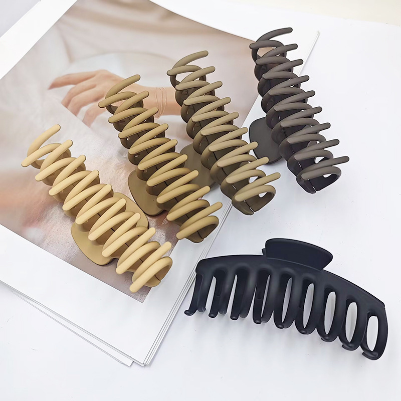 国境を越えた人気のヘアピンつや消しダークフレンチグリッパー大型キールヘアピン後頭部ヘアアクセサリーシャーククリップ卸売|undefined