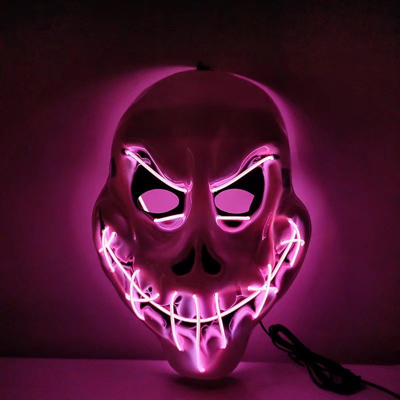 Máscara de sangre de costura de grieta transfronteriza máscara de terror led máscara de luz fría máscara de fiesta de Halloween máscara de esqueleto