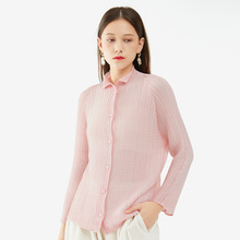 舒适女装2026春季新款长袖衬衫免烫褶皱衬衣设计感小众上衣外套女