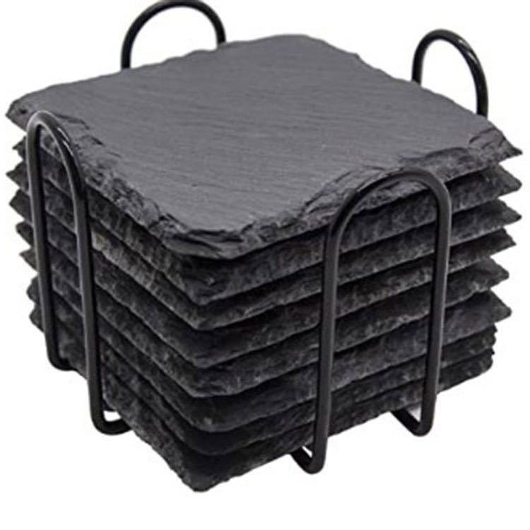 Natural Slate Coaster bar whisky aislamiento negro piedra posavasos pizarra posavasos traje té montaña al por mayor