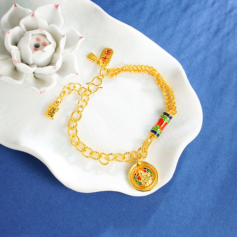 Vietnam Sha Jin Guochao Bodhisattva esmalte azul nubes caléidoscopio pulsera no se desvanece durante mucho tiempo nueva fuente de joyería china