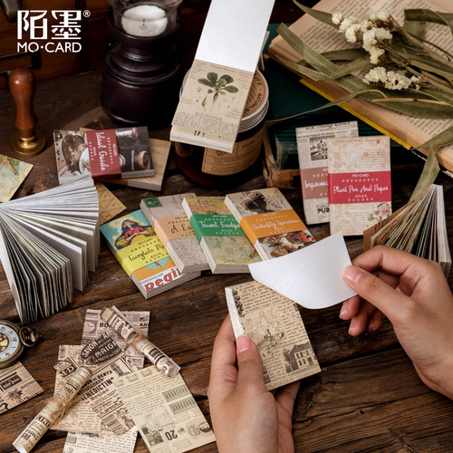 Mo Mo Dual Enjoy Material Note Material Book Retro Life Series Handbook Decorative Backing Paper 60 sheets in 8 styles