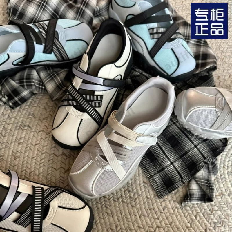 Женские туфли для папы на толстой подошве, летние сетчатые дышащие женские туфли, увеличивающие внутреннюю высоту, новые весенне-осенние кроссовки на липучке 2025 года для женщин