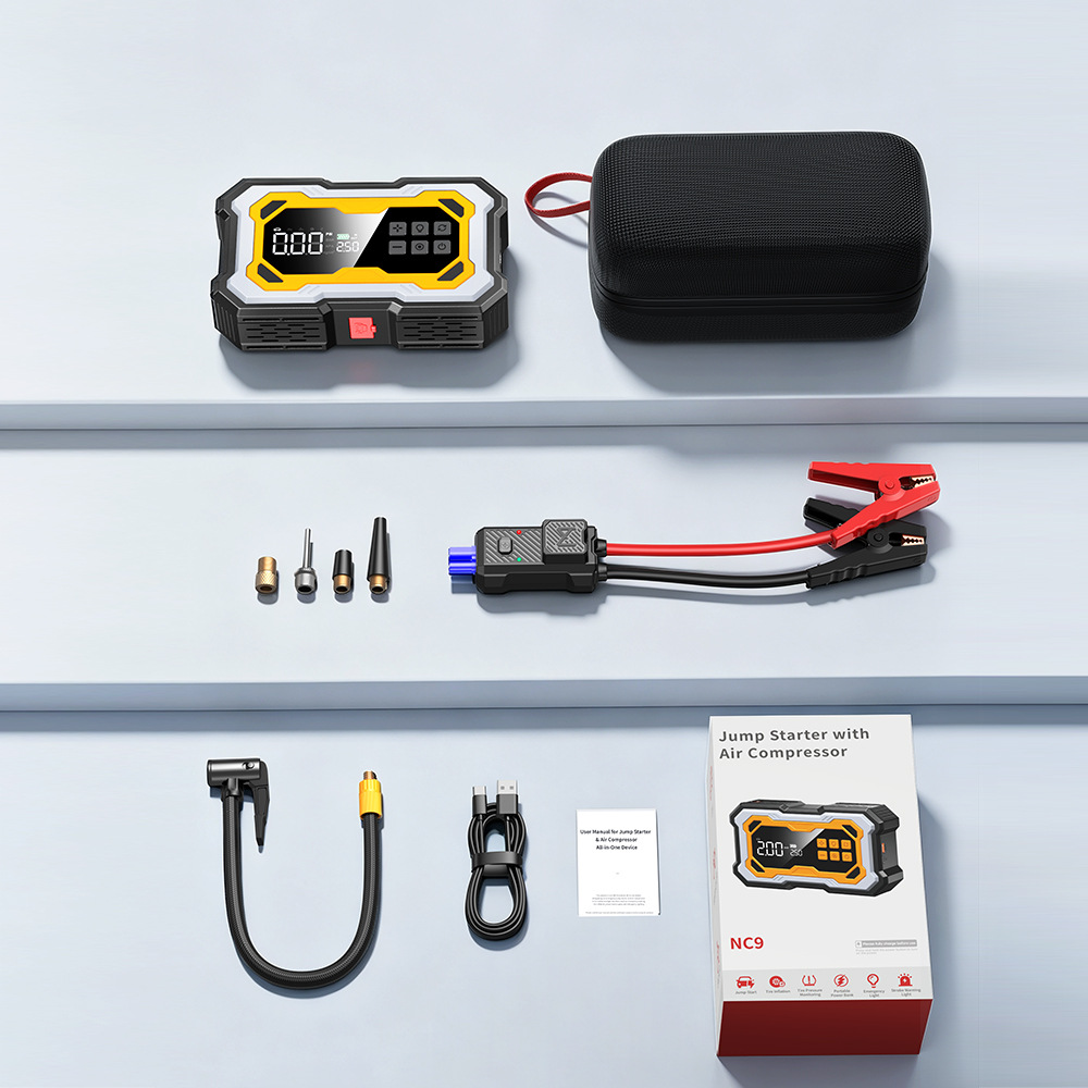 【NC9】Cross-border car emergency starting power supply and air pump, multifunctional portable battery jump starter