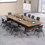 折叠培训桌办公桌长条形培训桌椅双人位会议桌翻板桌多功能可移动