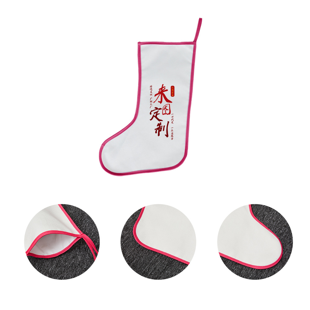 2023 nuevo día de Navidad algodón y lino decoraciones bordes forrado calcetines de Navidad bolsas de regalo para niños personalizadas