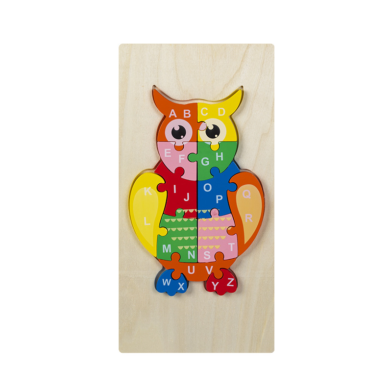 Rompecabezas para niños transfronterizos Animales cognitivos digitales dibujos animados rompecabezas tridimensional educación temprana para bebés iluminación juguetes de madera al por mayor