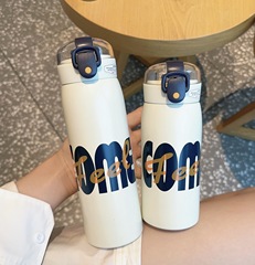 高顏值簡約網紅彈蓋帶吸管便攜創意禮品批發情侶學生水杯