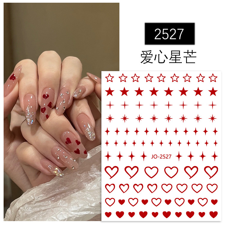 Nuevas pegatinas de uñas al por mayor 2025, lazo rojo grande, corazón, suerte, pegatinas de uñas delgadas y flexibles, decoración al por mayor