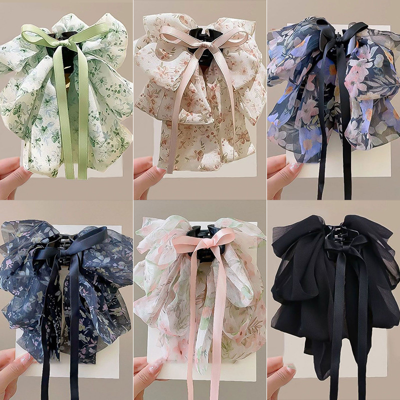 Ribbon Bow Grab Clip Women's Half Back of Head Hairpin 2024 New High-end Shark Clip Hairpin Headwear Ribbon Bow Grab Clip Women's Half Back of Head Hairpin 2024 New High-end Shark Clip Hairpin Headwear