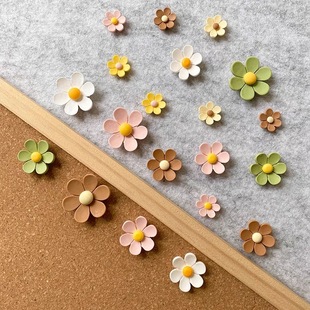 30 Pcs/Box Ins Size Flower Colorful Thumbtacks Creative Cute Cork Photo Message Board Felt Thumbtacks