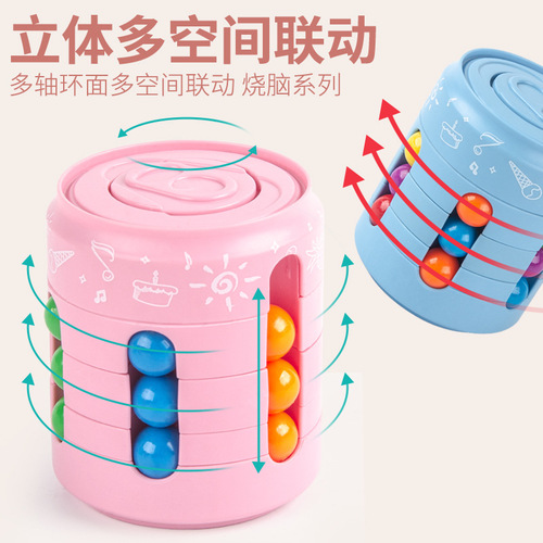 Cross-border best-selling children's toys: educational pull-tab cube, hamburger-shaped toy, magic beans, cola-inspired stress-relief fingertip spinner, and spinning top.