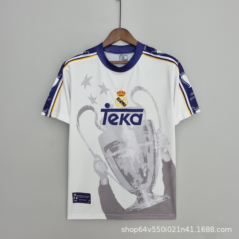 Kelme x Real Madrid Retro 1998 Champions League Final Trophy Graphic Jersey White