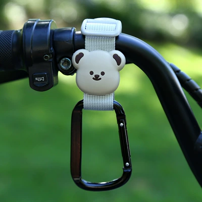 Cute Cartoon High-Value Stroller – Other Electric Vehicle Accessories - gray-woven-strap-square-buckle-little-brown-bear-short-style