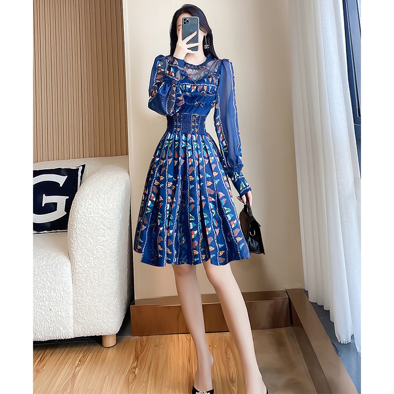 C2754 1350K VÁY ĐẦM LIỀN THÂN DÁNG DÀI NỮ DONTDHI DÀI TAY MÙA XUÂN THU ĐÔNG HỌA TIẾT HOA THỜI TRANG NỮ G04 SẢN PHẨM MỚI