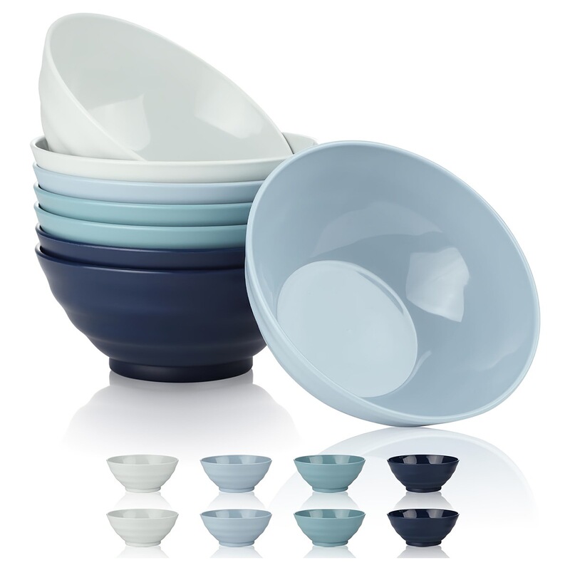 8Pcs Plastic Bowl Soup Bowl Salad Bowl Rice Bowl Unbreakable Dinner Bowl Kitchen Living Room Home Party Gathering