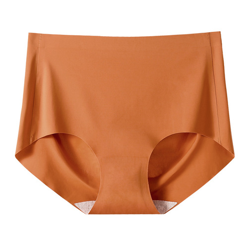 Seamless underwear for women, ice silk pure cotton crotch antibacterial shorts, mid-high waist breathable yoga sports fitness briefs for women